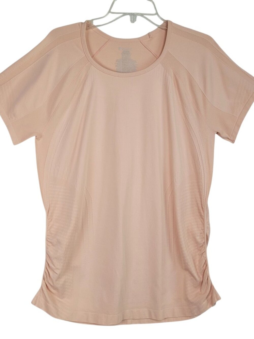 Gaiam Top Tee Women's XL/XXL Peach Short Sleeve Seamless Ruched Yoga Activewear
